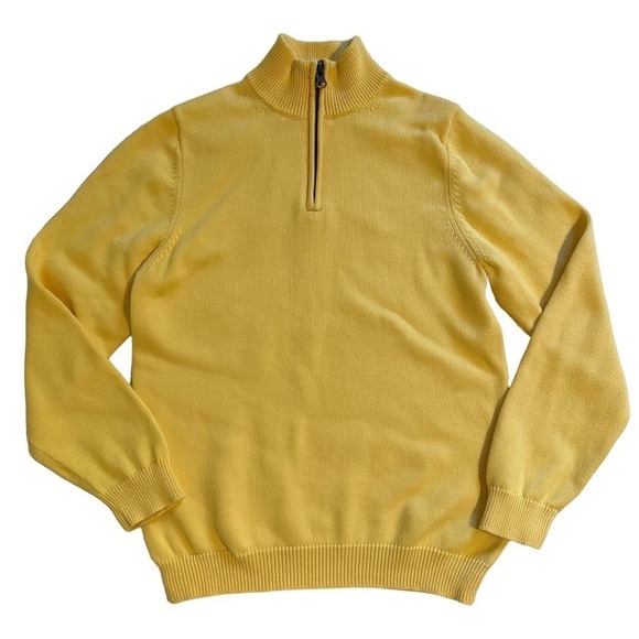 NWOT Brooks Brothers 1/4 Zip Yellow Sweater Boys Medium - Picture 1 of 7